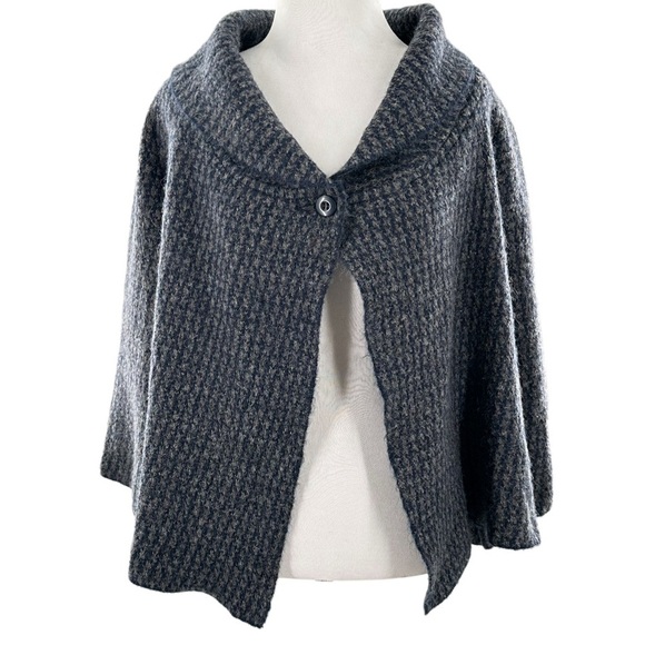 Max studio womens sweater size M grey blue houndstooth wool old money cardigan - Picture 1 of 12